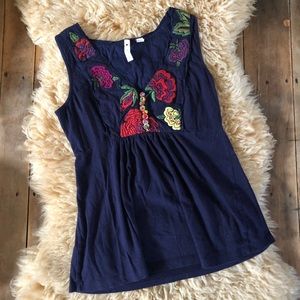 Anthropologie Little Yellow Button XS blue tanktop